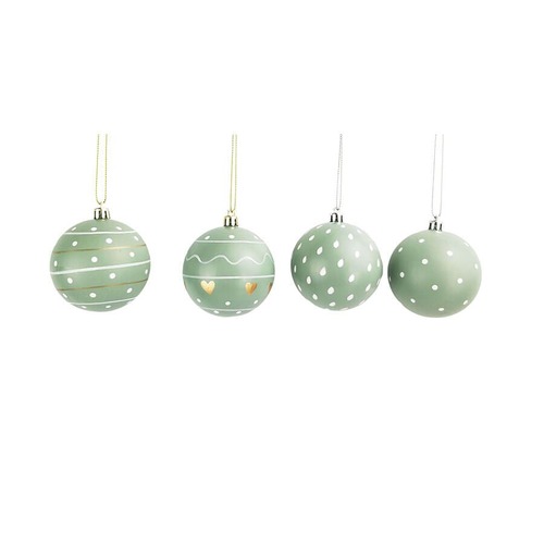 Scandi Baubles Hanging Decoration Sage 8cm S/4..
