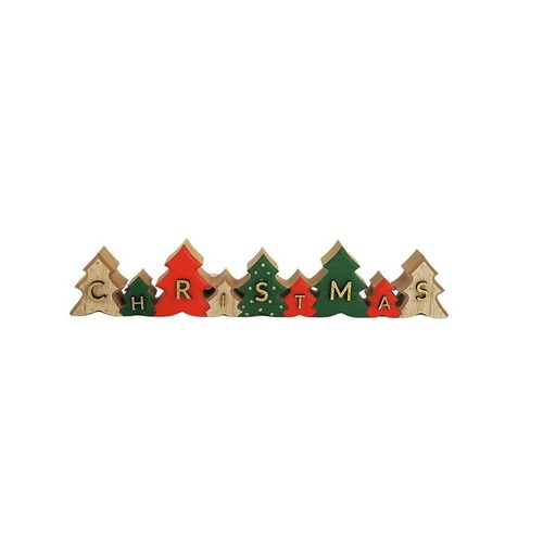 Christmas Tree Sign Decoration Red & Green 30cm..