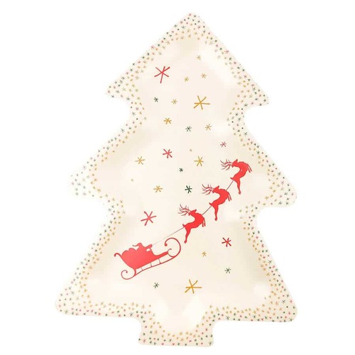 Night Before Xmas Tree Platter Red Green 33cm