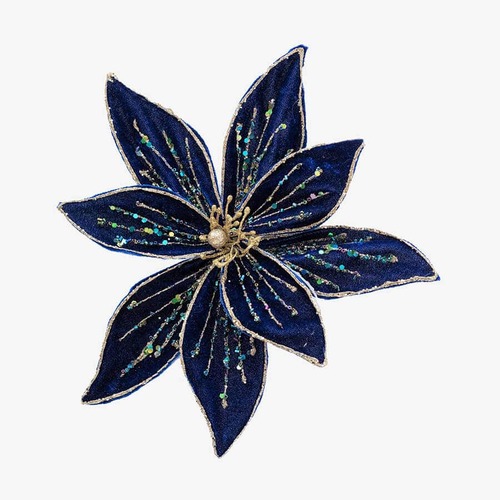 Poinsettia Clip Mid Blue 20cm