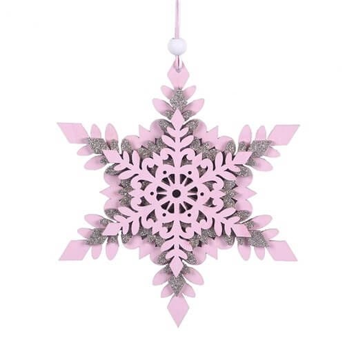 Pink Snowflake Tree Ornament 15cm