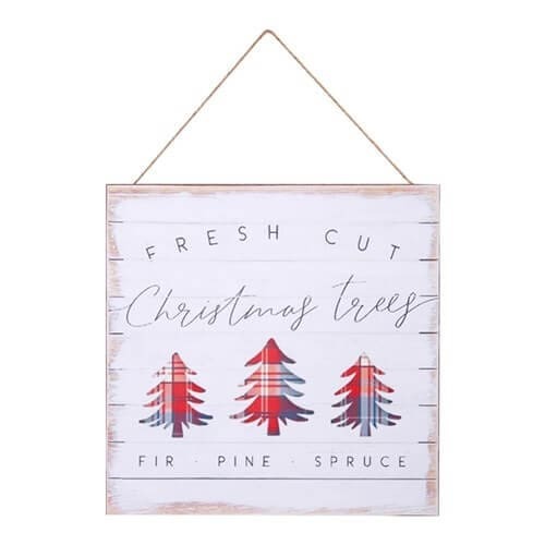 Fresh Cut Christmas Tree Sign 20x20cm