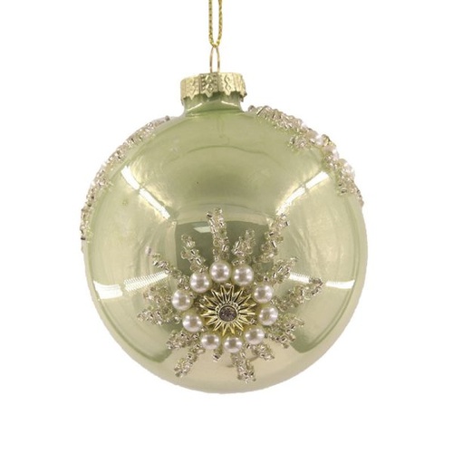 Mint Glass Baubles 8cm