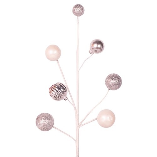 Silver & White Bauble Pick 50cm