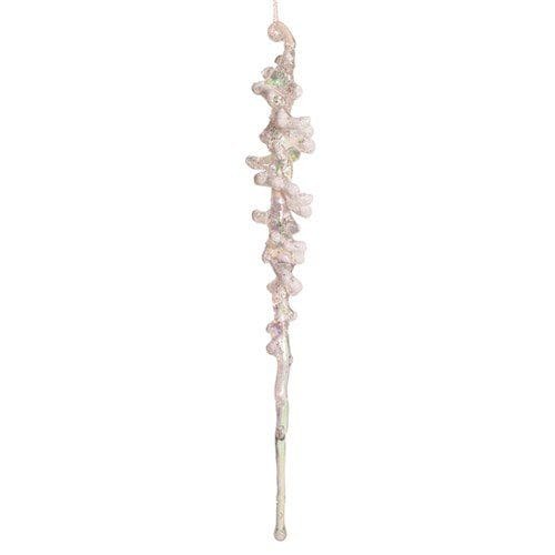 Iridescent Clear Icicle W/White Tree Orn