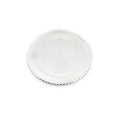 Charger Plate - Clear with Silver Rim 33cm