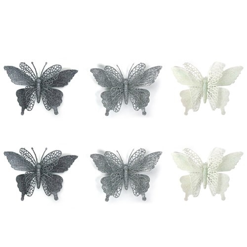 Glitter Butterfly with Clip 16x11cm 2PK