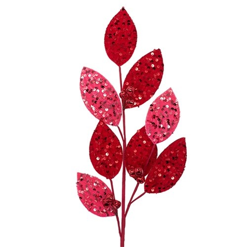 Pink Sequin Leaf Stem