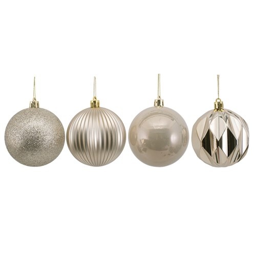 4Pk Platinum Bauble 8cm