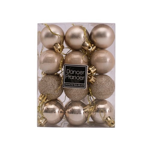 24PK Bauble Platinum 4cm