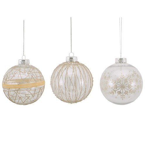 10cm Clear Bauble with Champagne