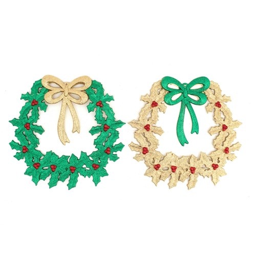 30cm Glitter Wreath Green or Gold