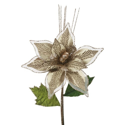 Bronze Poinsettia with Organza Stem