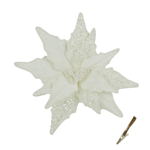 35cm Ivory Poinsettia with Clip