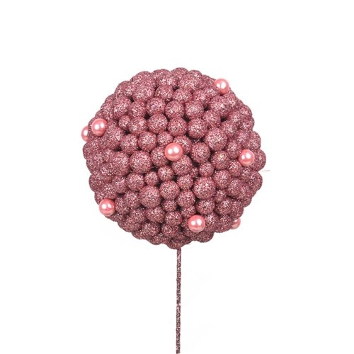 12cm Glitter Ball Pick Burgundy