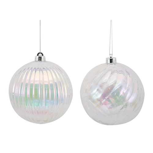 15cm Clear Iridescent Bauble 2Asst..