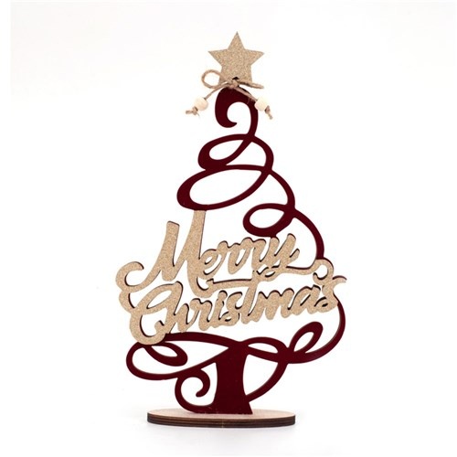 Burgundy Flocked Tree 18x30cm