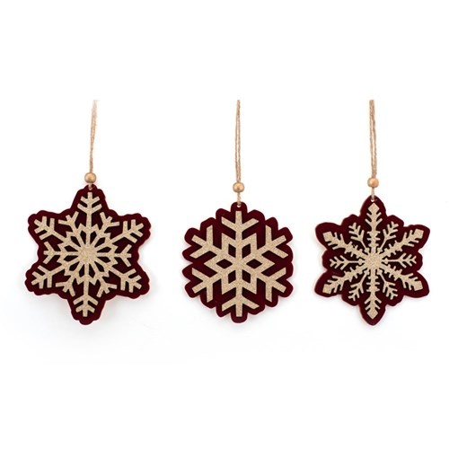Flocked Snowflake Burgundy