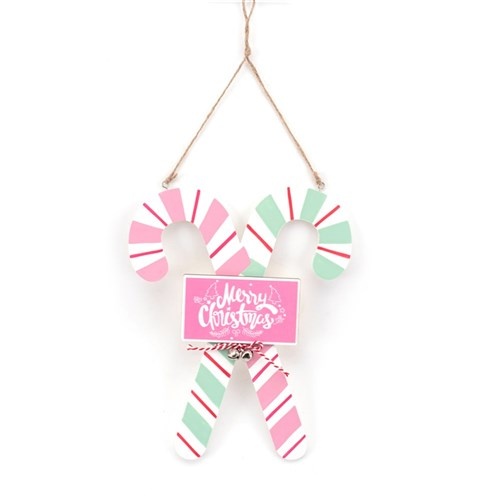 Pink Candy Cane Sign 19x24cm