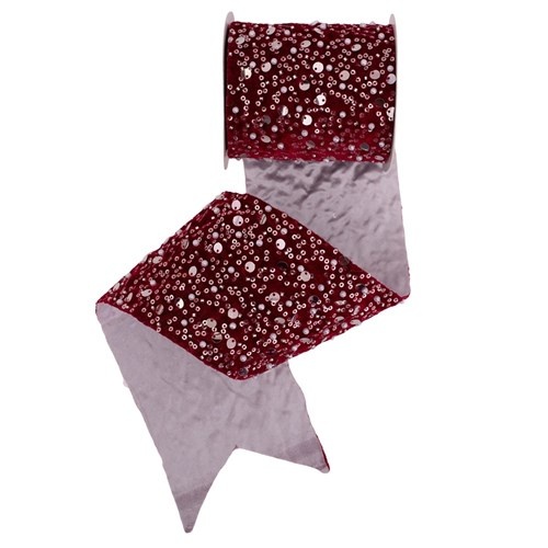 10cm x 10m Burgundy Velvet Ribbon