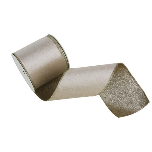 10cmx10m Champagne Velvet Ribbon