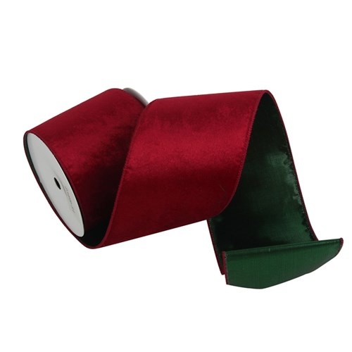 Red Velvet Ribbon with Green