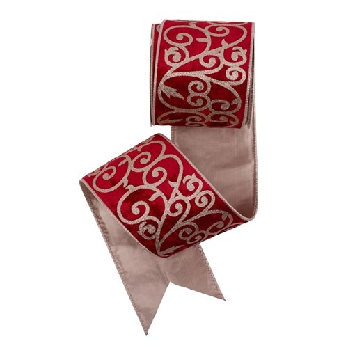 Red Velvet Ribbon with Champagne