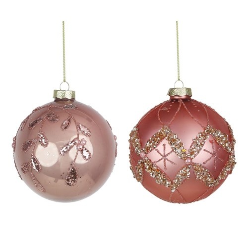 10cm Glass Bauble - Pink