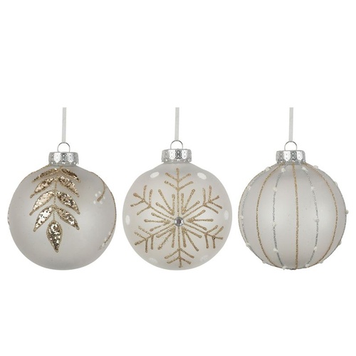 10cm White Baubles