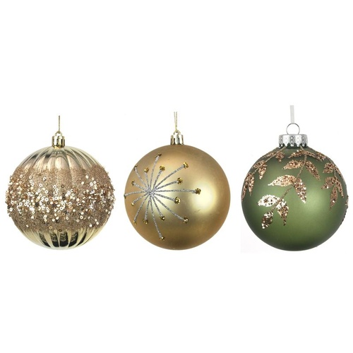 10cm Baubles Sage, Champagne