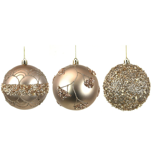 10cm Baubles Hand Painted Champagne