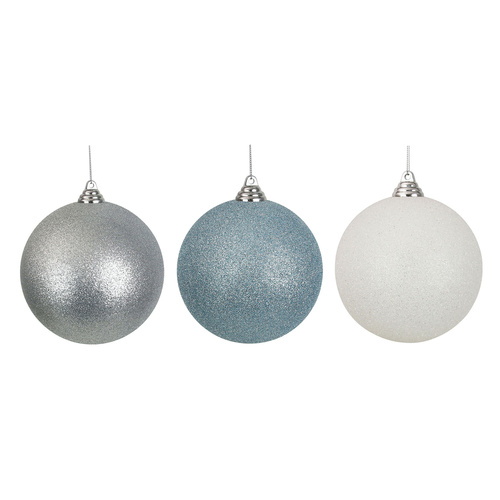 14cm Baubles Blue, White or Silver
