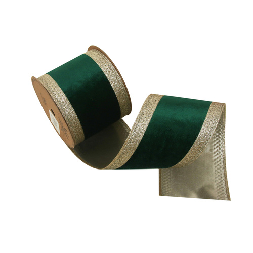 Velvet Ribbon 10cmx5m Emerald Green