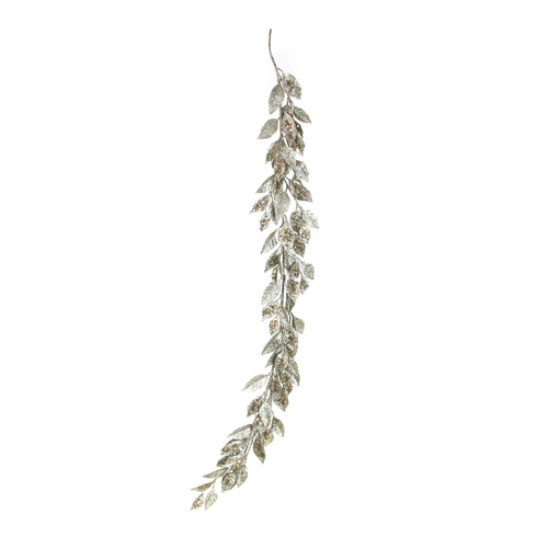 Glitter Leaf Garland 150cm Champagne