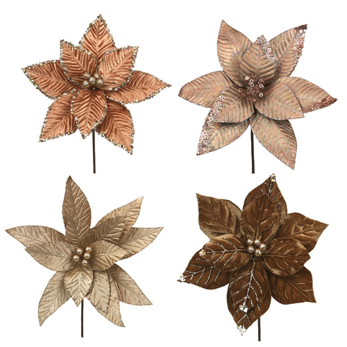 Poinsettias 25cm Shimmer & Spice