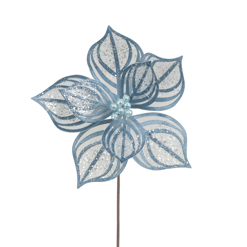 Blue Denim Lace Poinsettia 27cm