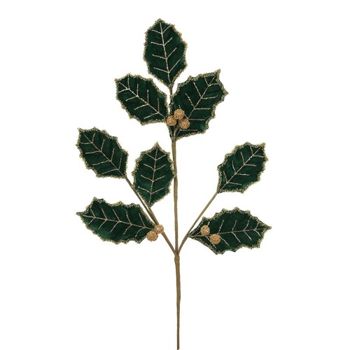 Emerald Velvet Holly Stem 69cm