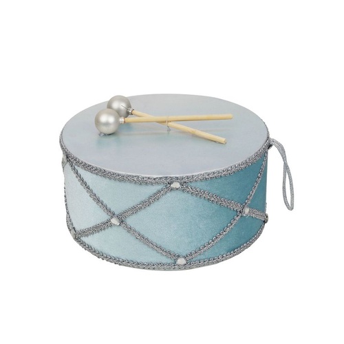 Pale Blue Velvet Drum 24x15cm