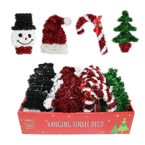Tinsel Hanging Deco 6Asst