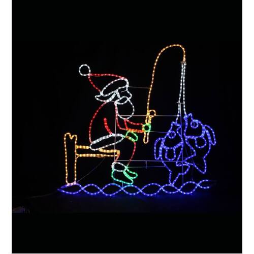 Led Ropelight Fishing Santa