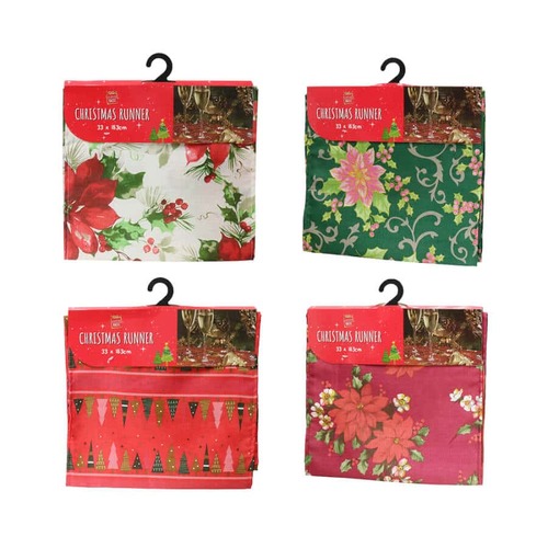 Table Runner Printed 33 x 183cm 4 Asst..