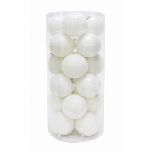 BAUBLES 80MM 24PC BARREL WHITE CG