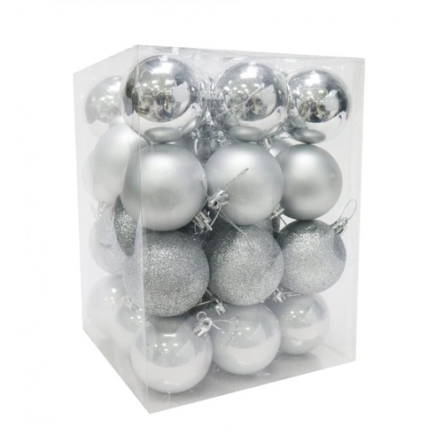 BAUBLES 60MM 36PC  SILVER CG