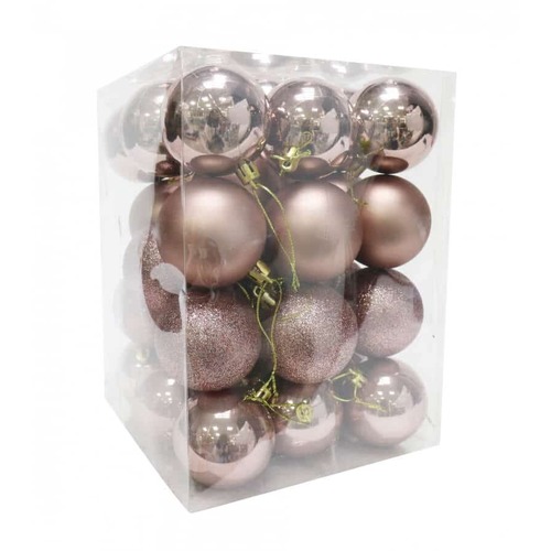 BAUBLES 60MM 36PC ROSE GOLD CG