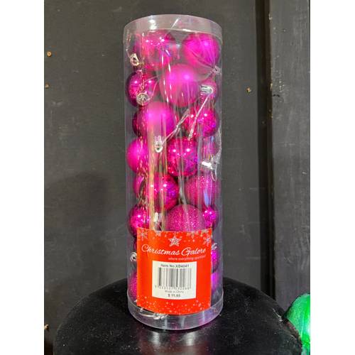 Baubles 40mm 32pc Hot Pink
