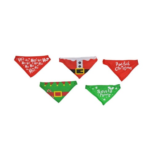 Xmas Pet Bandana 5asst