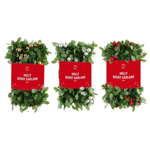 Holly Berry Garland 3m