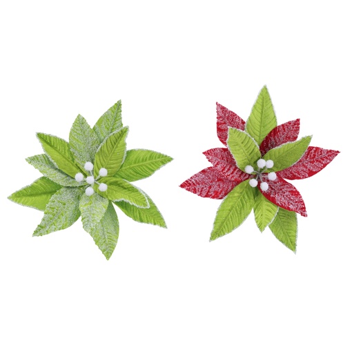 Mean Green Snowy Poinsettia Clip 