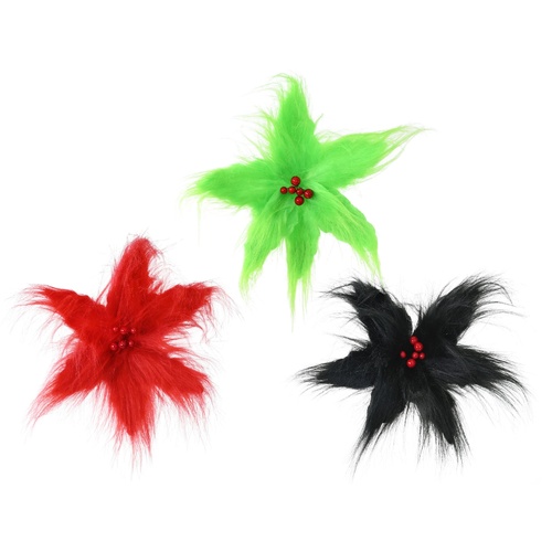 Mean Green Furry Flower Clip Green