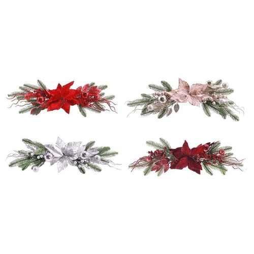 Poinsettia Bauble Table Deco Asst